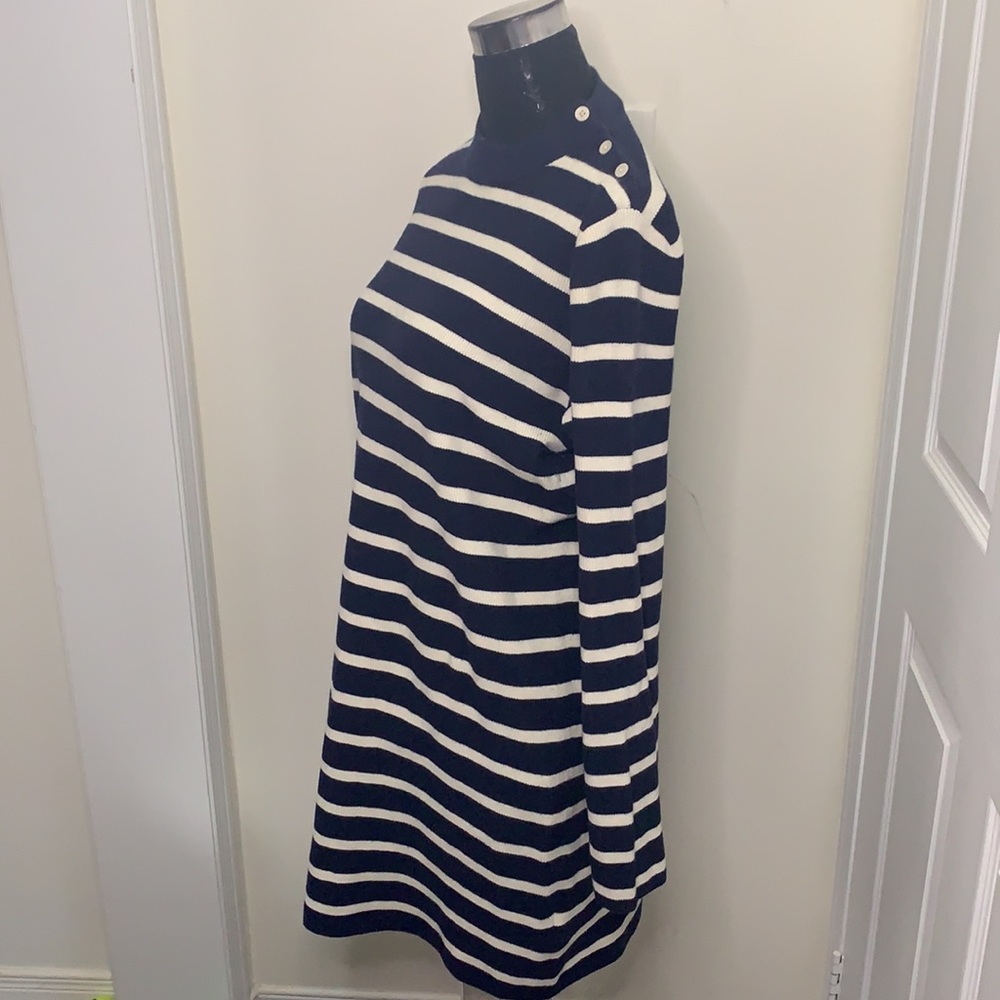 Gap 95%Cotton 5% Cashmere Navy Stripe knit Sweater Dress